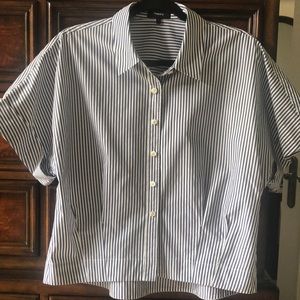 Theory stripped cotton fitted blouse.